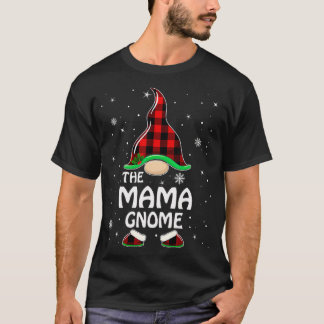 T-shirt Mama Gnome Buffalo Plaid Correspondant Famille Noë