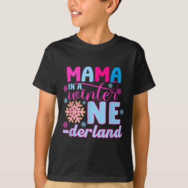T-shirt Mama In A Winter Onederland Bday Girl Sweet Snowfl (Devant)