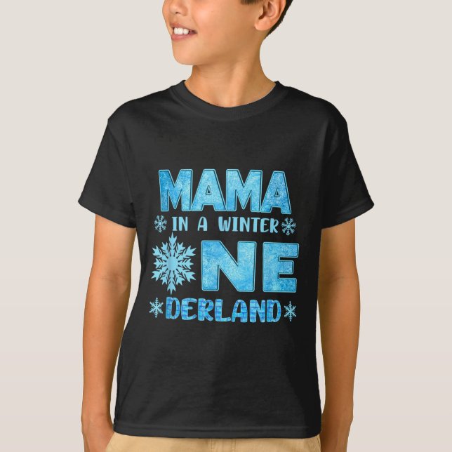 T-shirt Mama In A Winter Onederland Bday Girl Sweet Snowfl (Devant)