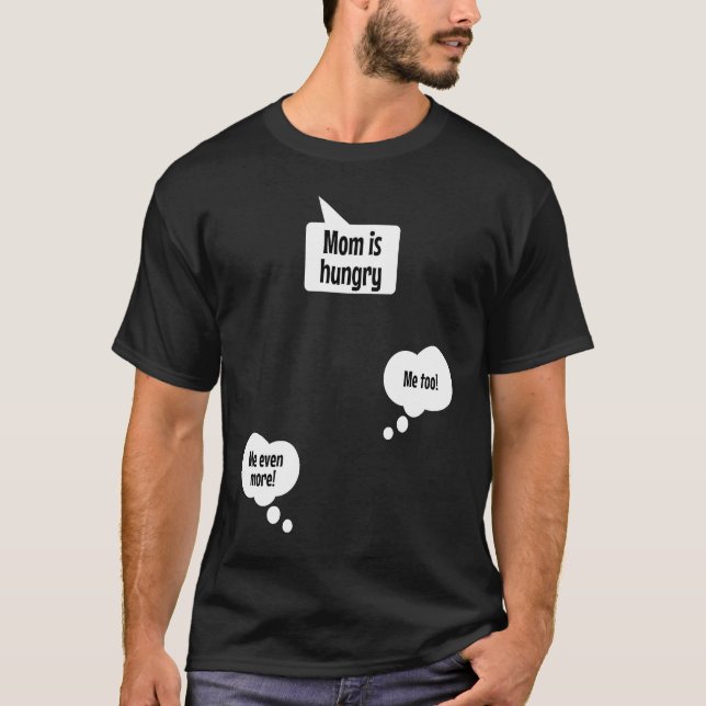 T-shirt Mama is hungry  Top for pregnant women with twins (Devant)