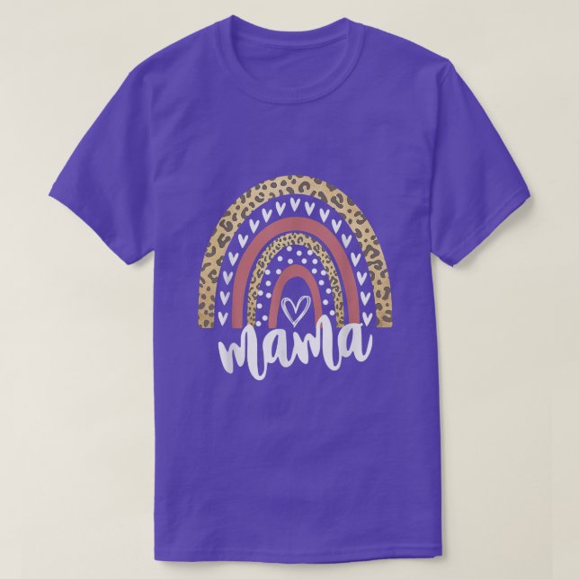 T-shirt Mama Leopard Rainbow  (Design devant)