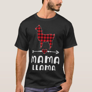 T-shirt Mama Llama Pyjama de Noël Buffle Rouge Plaid Fami
