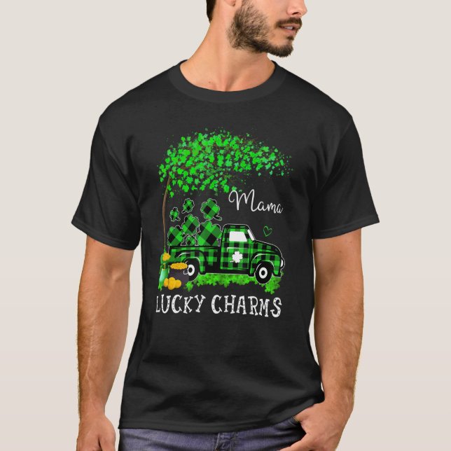 T-shirt Mama Lucky Charm Shamrock Graphic Truck St Patrick (Devant)