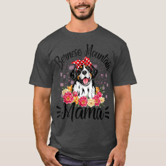 T-shirt Mama Montagne Bernese Florals mignonne Chien Maman