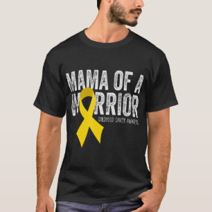 T-shirt Mama of a Warrior Chilhood Cancer Ribbon Oncolog
