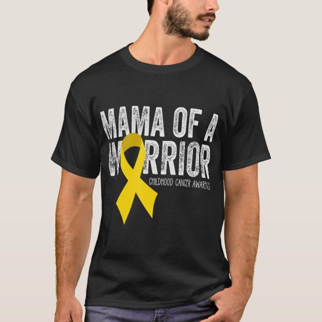 T-shirt Mama of a Warrior Chilhood Cancer Ribbon Oncolog (Devant)