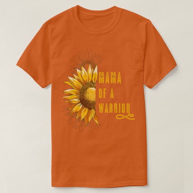 T-shirt Mama of a Warrior Chilhood Cancer, Ruban Oncolog (Design devant)