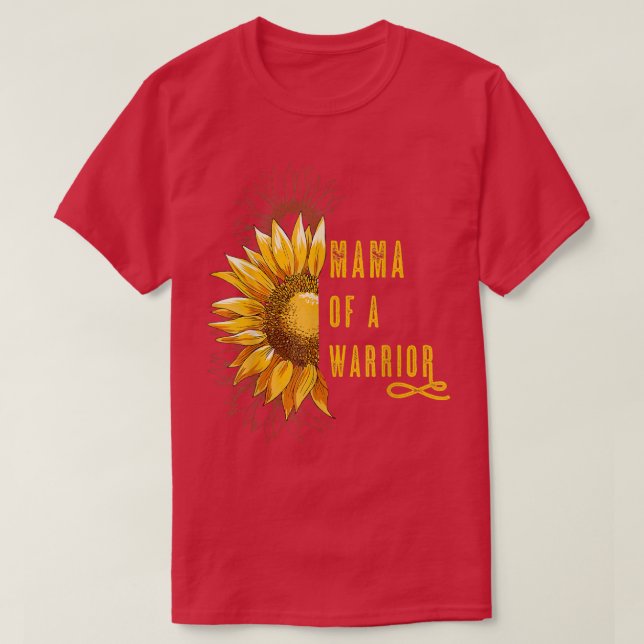 T-shirt Mama of a Warrior Chilhood Cancer, Ruban Oncolog (Design devant)