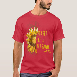 T-shirt Mama of a Warrior Chilhood Cancer, Ruban Oncolog