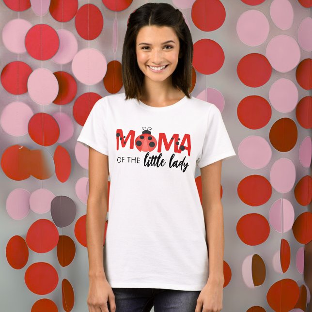 T-shirt Mama of the Little Lady Birthday Party Shirt (Watercolor Ladybug Birthday Party Shirt for "Mama of the Little Lady")