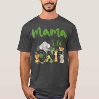 T-shirt Mama of the Wild One Zoo Anniversaire Safari Jungl
