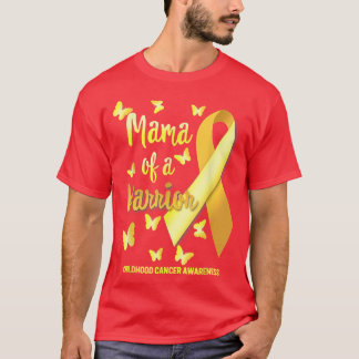 T-shirt Mama of Warrior Children Cancer Awareness Gold Ri