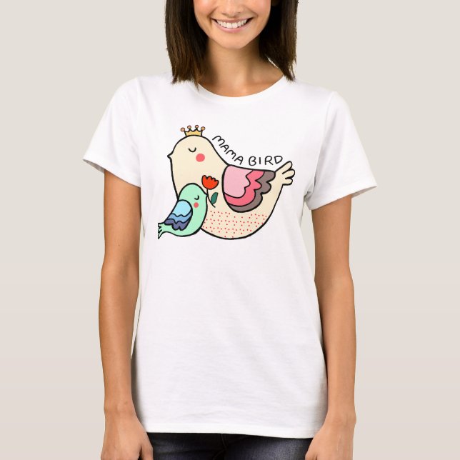 T-shirt Mama Oiseau mignonne Oiseau Art Fête des mères Gra (Devant)