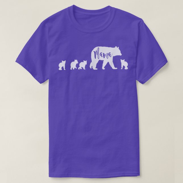 T-shirt Mama Ours avec 4 4 Cubs Amusant Maman Mère Cadeau  (Design devant)