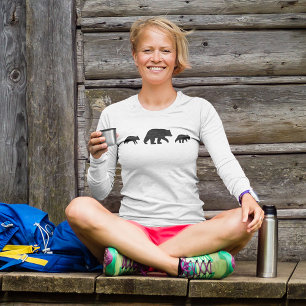 T-shirt Mama Ours noir avec Cubs Silhouettes