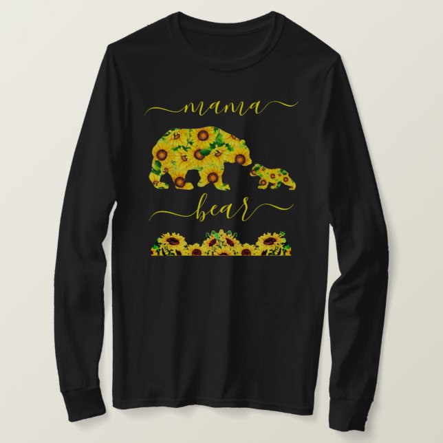 T-shirt MAMA personnalisée OURS Tournesol Maman Femmes Col (Design devant)