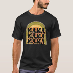 T-shirt Mama Rétro Arc-en-ciel Groovy Vintage Léopard Bo