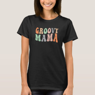 T-shirt Mama Rétro Groovy Maman Mignonne Anniversaire Femm