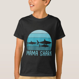T-shirt Mama Shark Maman of 2 Mother's Day