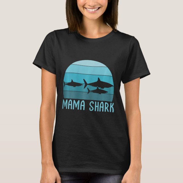 T-shirt Mama Shark Maman of 2 Mother's Day (Devant)
