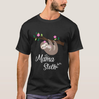 T-shirt Mama Sloth Cadeau Fête Des Mères Florale Maman Mam