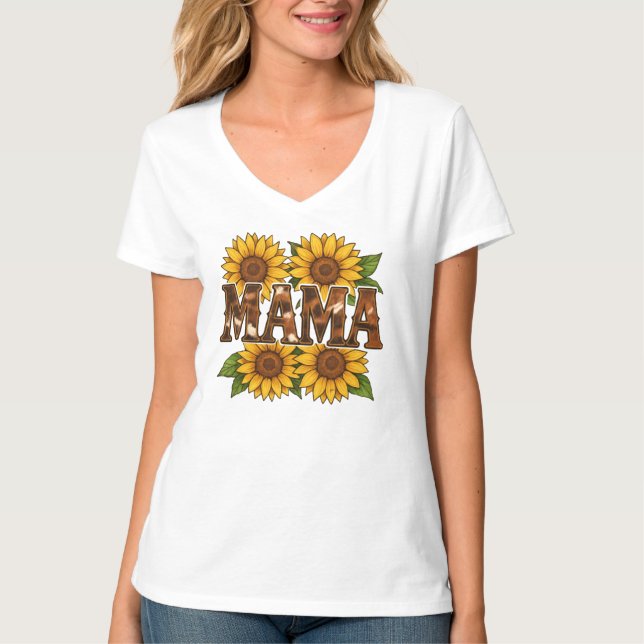 T-shirt Mama Sunflowers Cadeau pour la fête des mères mama (Devant)