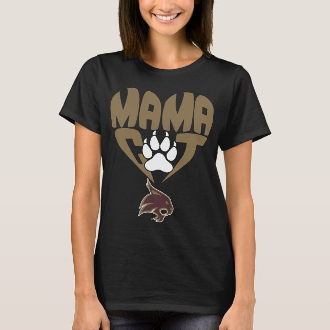 T-shirt mama texas état bobcats chat en forme de coeur pw  (Devant)