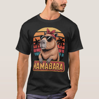 T-shirt Mamabara Capybara Lunettes de soleil rétro drôles