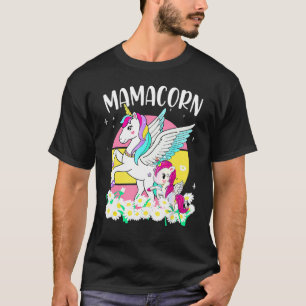 T-shirt Mamacorn Cute Unicorn Daisy Fleurs Pour Maman Mère