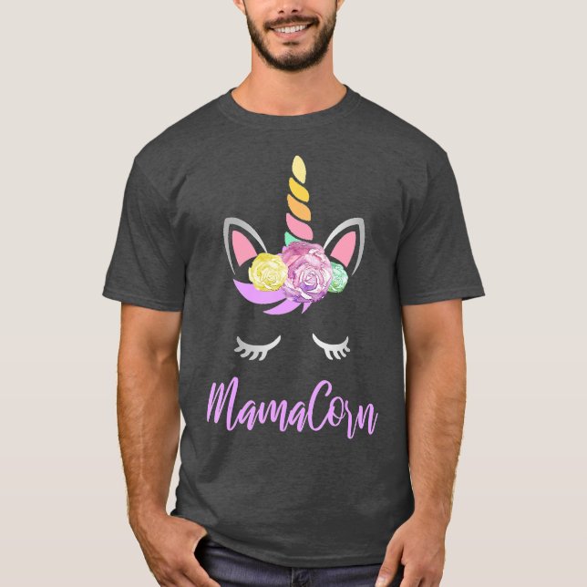T-shirt Mamacorn Floral Unicorn Gift Cute pour mères (Devant)