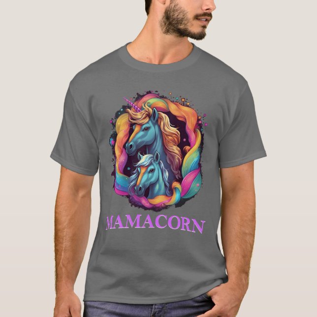 T-shirt Mamacorn Pregnant Unicorn Mère Fille Femmes fu (Devant)