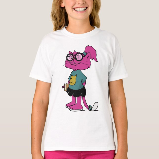 T-shirt MAMAMACANZ | Chat rose (Devant)