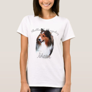 T-shirt Maman 2 de chien de berger de Shetland (sable)