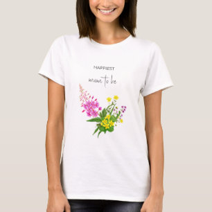 T-shirt Maman à Devenir Jolie Fleur Sauvage  Écriture Jaun