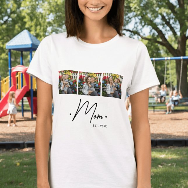 T-shirt Maman a établi le script 3 Photo Blanc (Créateur téléchargé)