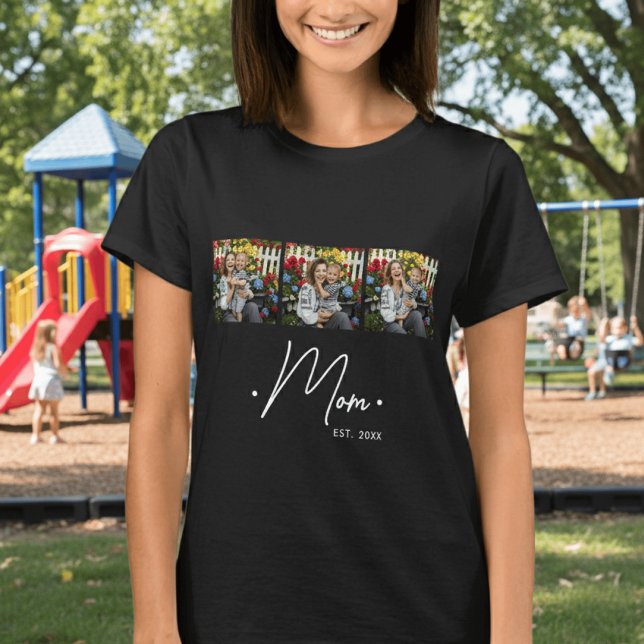 T-shirt Maman a établi le script 3 Photo Noir (Créateur téléchargé)
