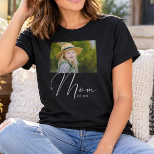 T-shirt Maman a établi un script photo noir Nouveau Maman