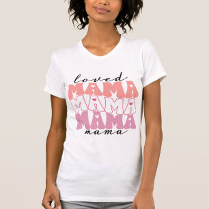 T-shirt Maman aimée Rétro avec les coeurs