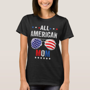 T-shirt Maman américaine drapeau États-Unis lunettes de so