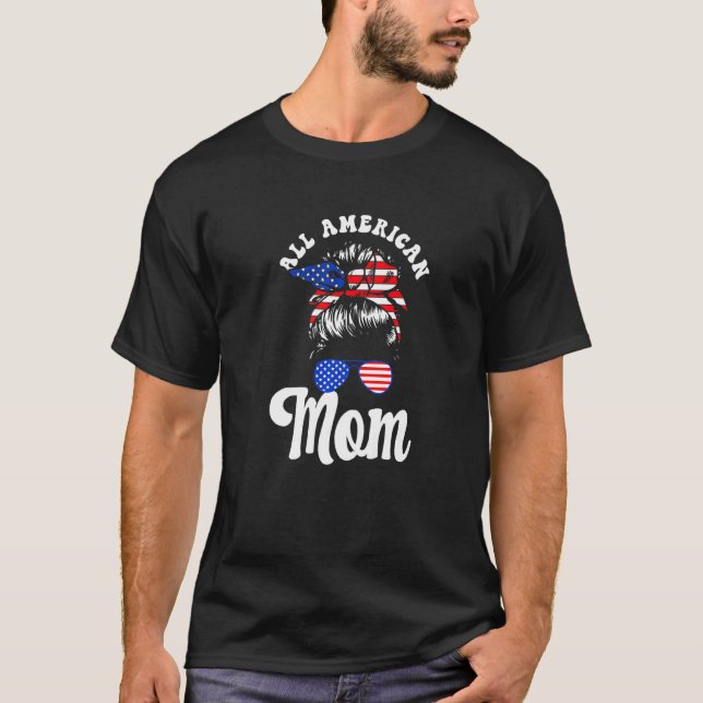 T-shirt Maman américaine tout simplement  Drapeau américai (Devant)