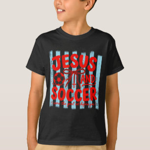 T-shirt Maman amoureuse de Jésus et de football foi rayure