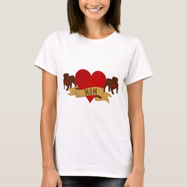 T-shirt Maman anglaise de bouledogue [style de tatouage] (Devant)