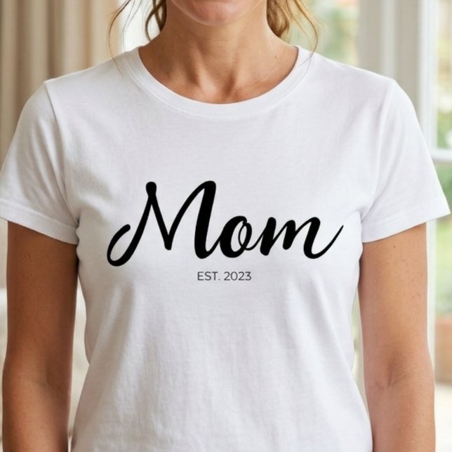 T-shirt Maman année de création écriture noire (Créateur téléchargé)