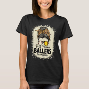 T-shirt Maman au Chignon Débraillé de Baseball et Softball