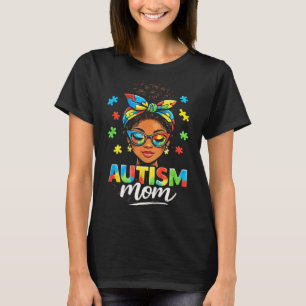 T-shirt Maman autiste chignon désordonné femmes noires mon