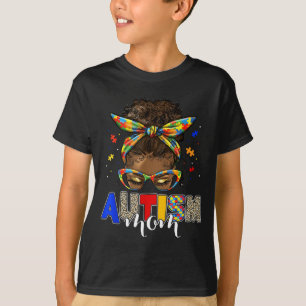 T-shirt Maman autiste chignon désordonné femmes noires sen