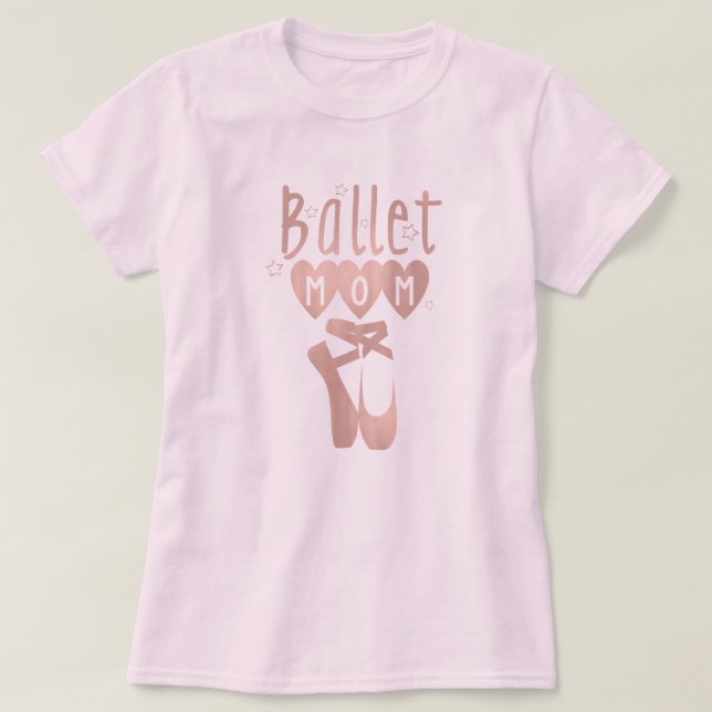 T-shirt Maman Ballet Rose Or Étoiles & Cœurs (Design devant)