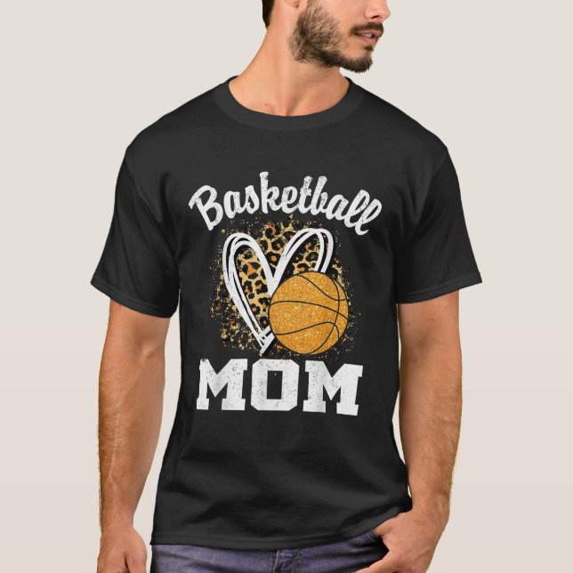 T-shirt Maman Basket Cœur de Léopard  (Devant)