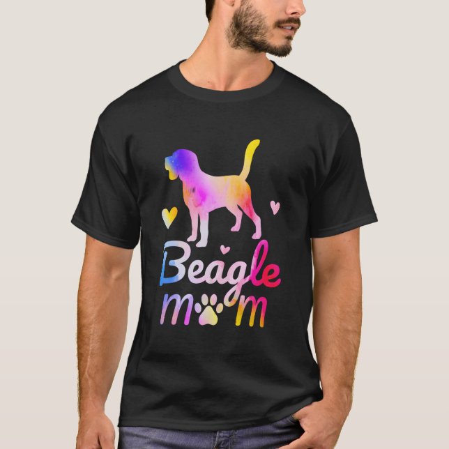 T-shirt Maman beagle Aquarelle colorée Chien Mama (Devant)