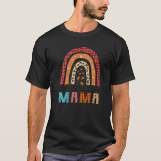 T-shirt MAMAN BÉNIE Léopard Arc-en-ciel Automne Carreaux M